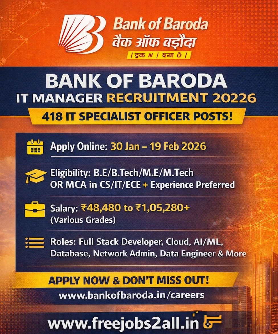 Bank of Baroda Recruitment 2026 - 418 IT Posts 1 Bank of Baroda Recruitment 2026 Official