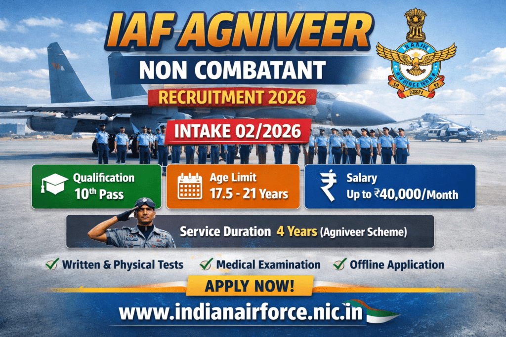 IAF Agniveer Non Combatant Recruitment 2026 β Intake 02/2026 Notification 2 IAF Agniveer Non Combatant Recruitment 2026 Notification