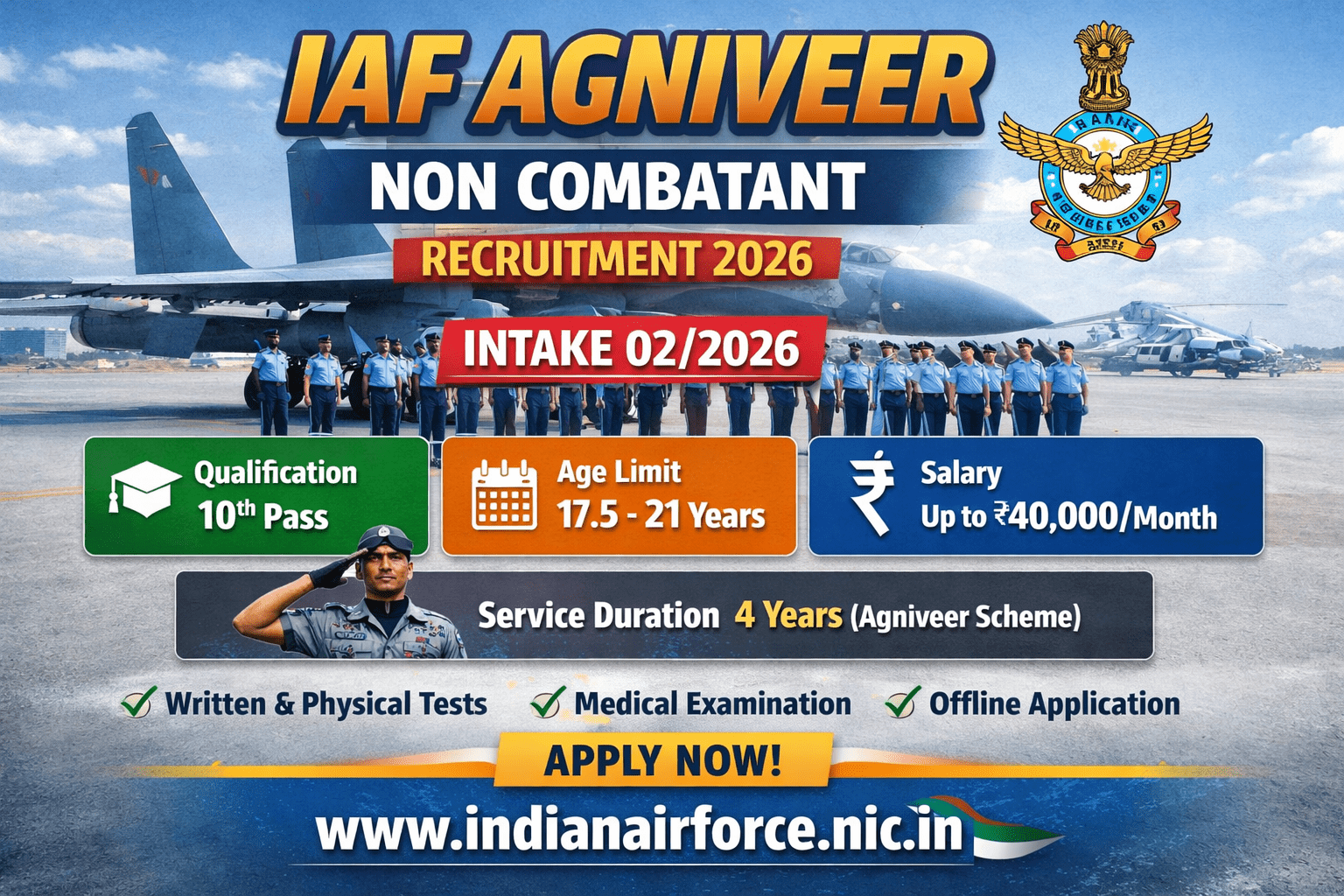 IAF Agniveer Non Combatant Recruitment 2026 β Intake 02/2026 Notification 1 IAF Agniveer Non Combatant Recruitment 2026 Notification