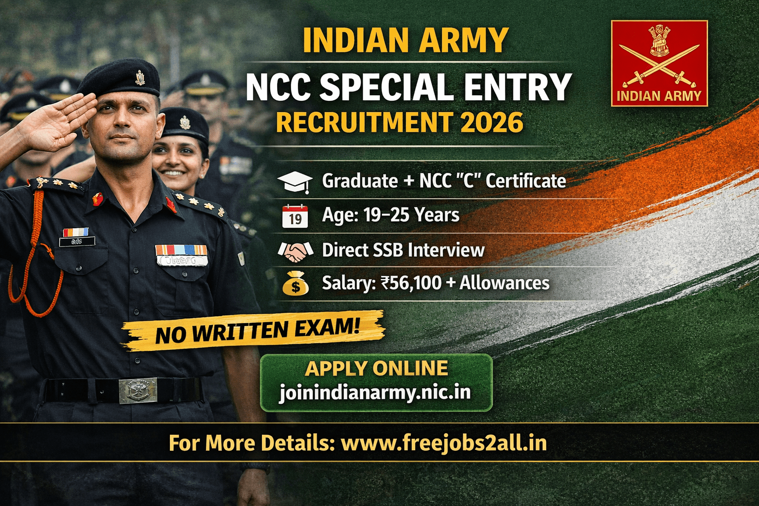 Indian Army NCC Special Entry Recruitment 2026 - Apply Now 1 Indian Army NCC Special Entry Recruitment - 2026 Notification