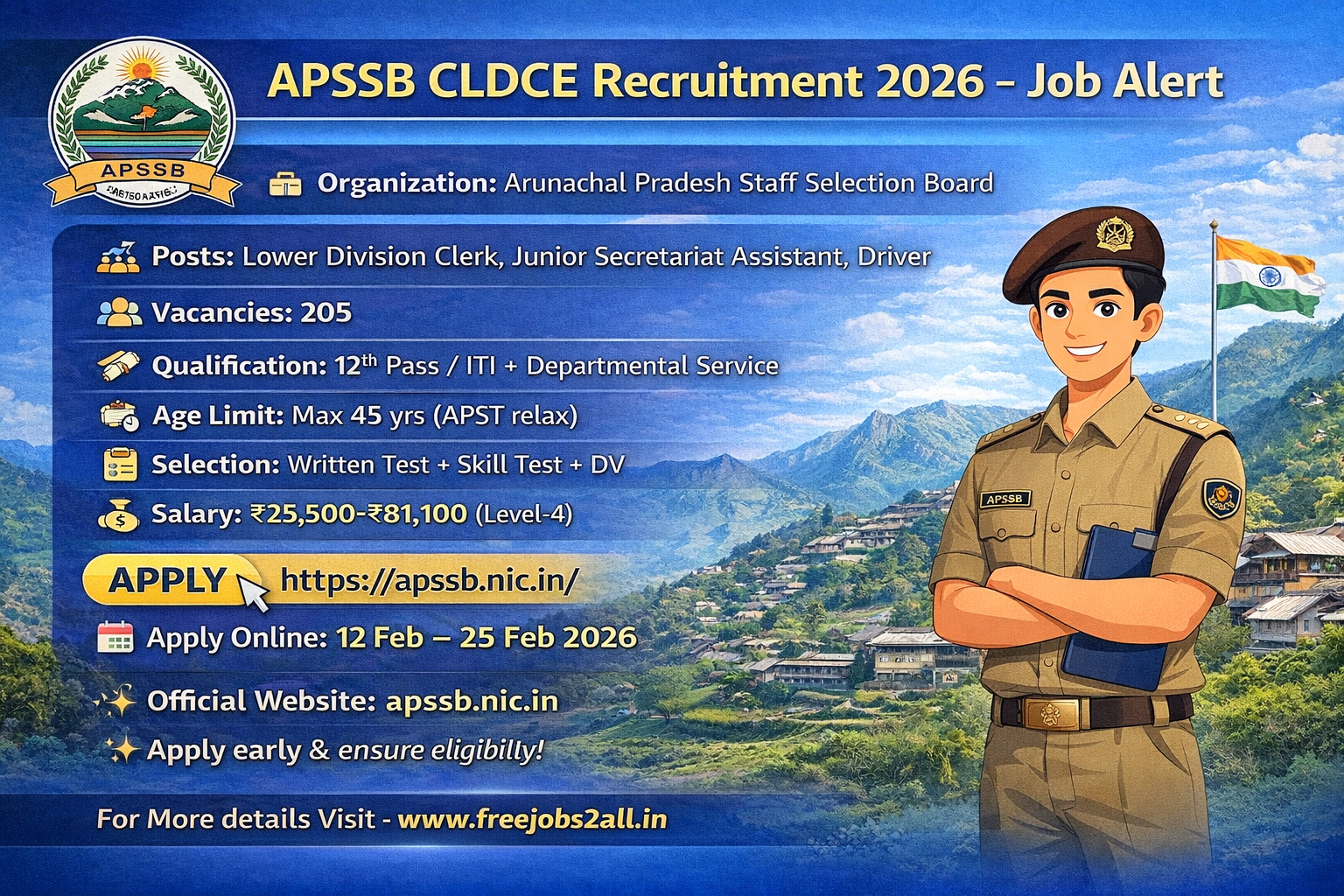 APSSB CLDCE Recruitment 2026 – Apply Online for 205 LDC, JSA & Driver Posts 1 APSSB CLDCE Recruitment 2026 Official Jobs Notification