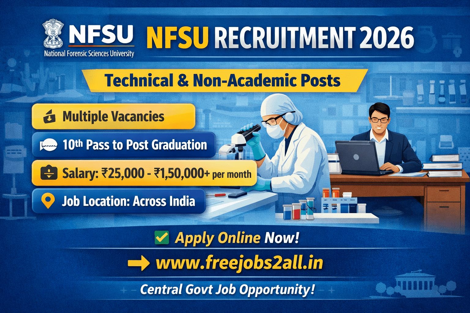 NFSU Recruitment 2026 – Apply for Technical & Non-Academic Posts 1 NFSU Recruitment 2026 Technical and Non Academic Posts