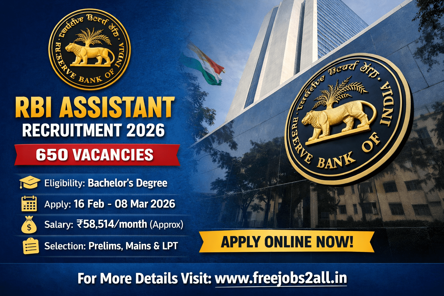 RBI Assistant Recruitment 2026 – 650 Assistant Posts Apply Online 1 RBI Assistant Recruitment 2026 Official Notification