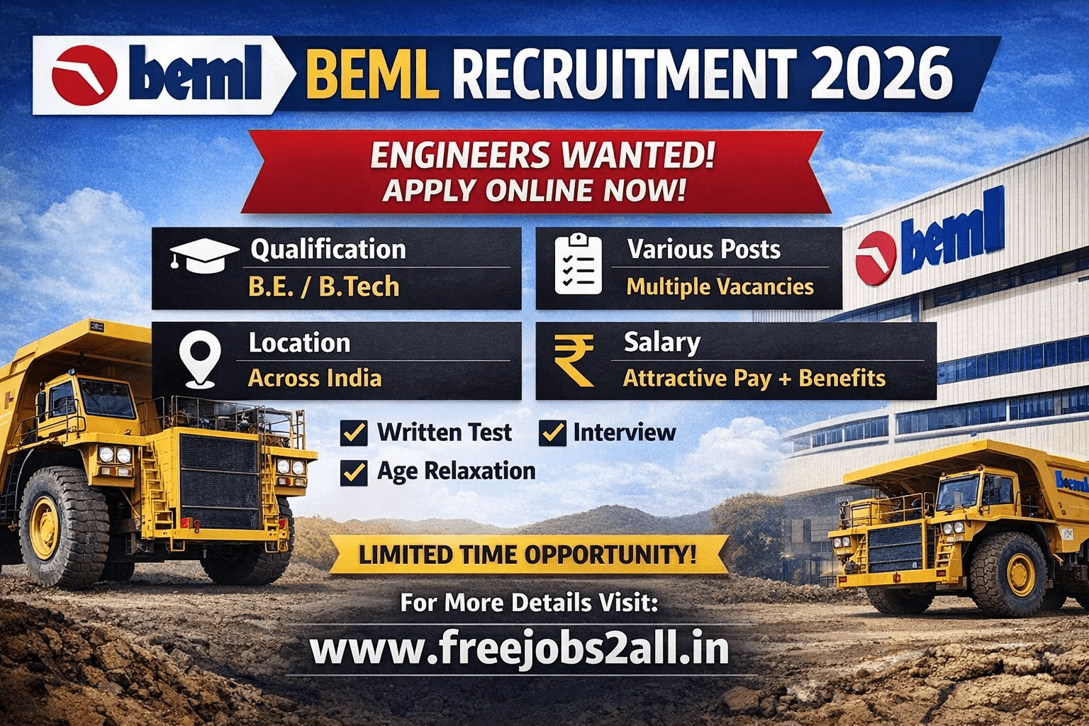 BEML Recruitment 2026 - 78 Junior Executive Posts Apply Now 1 BEML Recruitment 2026 Notification Apply Online