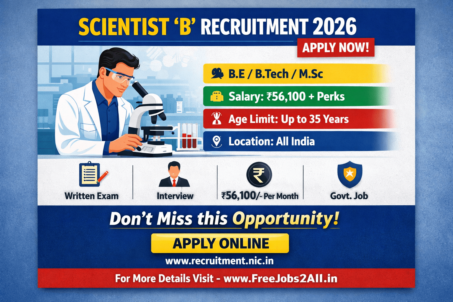 Scientist B Recruitment 2026 Notification Details
