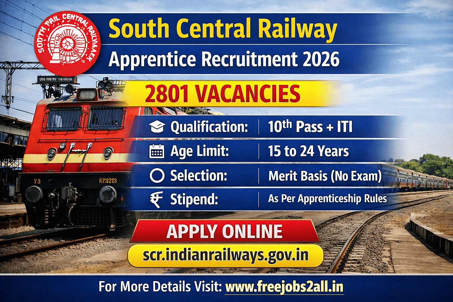 South Central Railway Apprentice Recruitment 2026 notification
