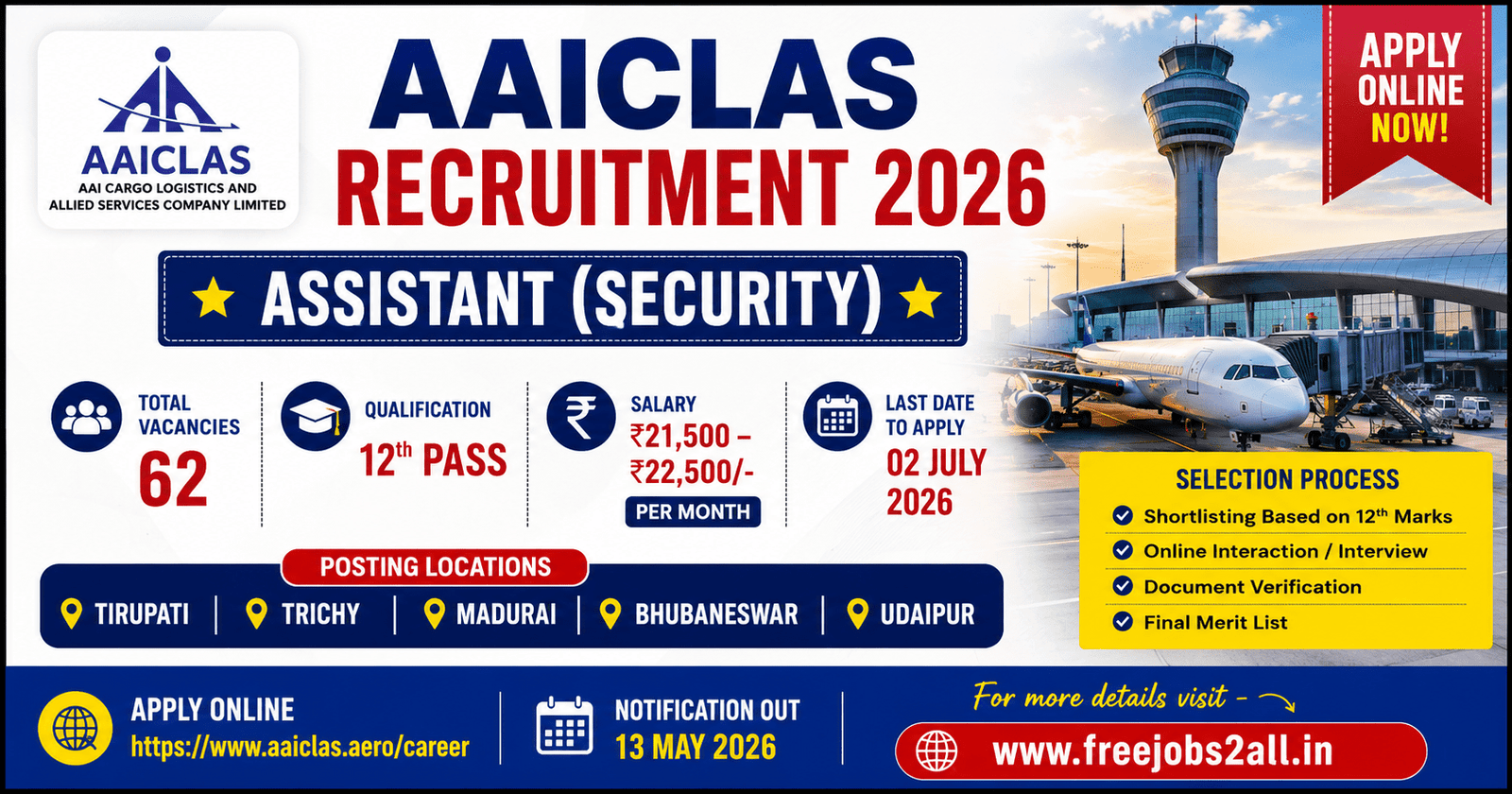 AAICLAS Assistant Recruitment 2026 Notification