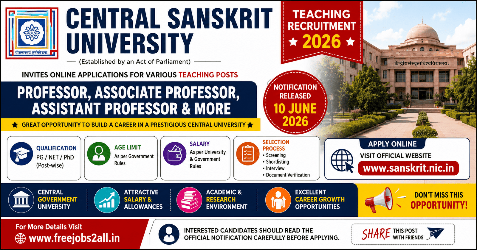 CSU Teaching Recruitment 2026 Notification