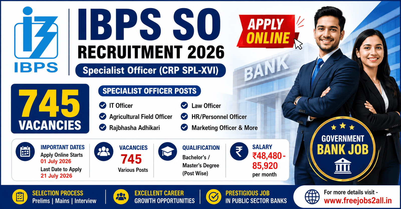 IBPS SO Recruitment 2026 notification for 745 Specialist Officer vacancies