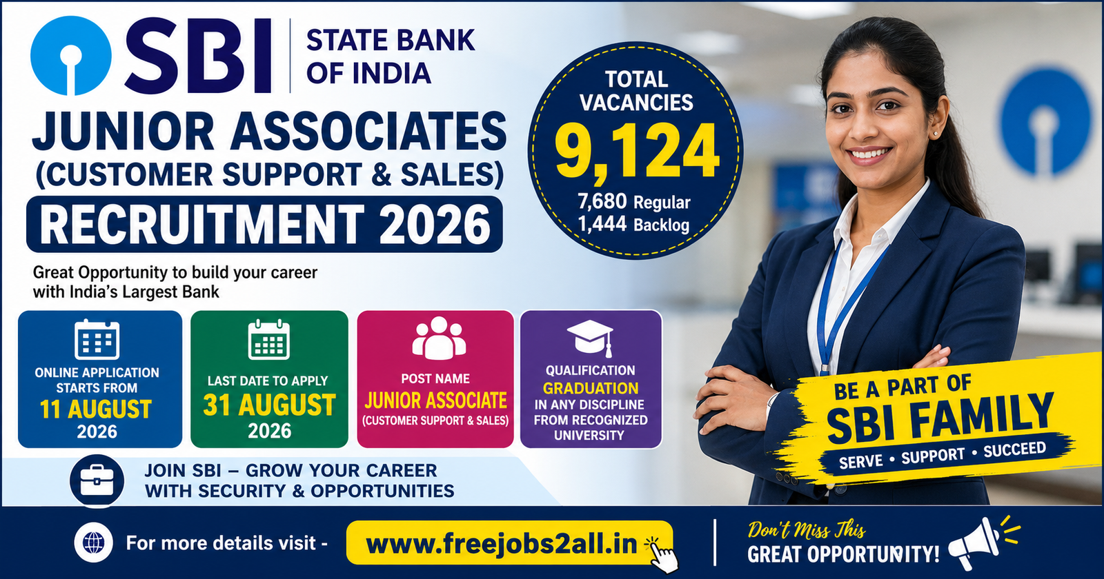 SBI JA Recruitment 2026 for 9124 vacancies